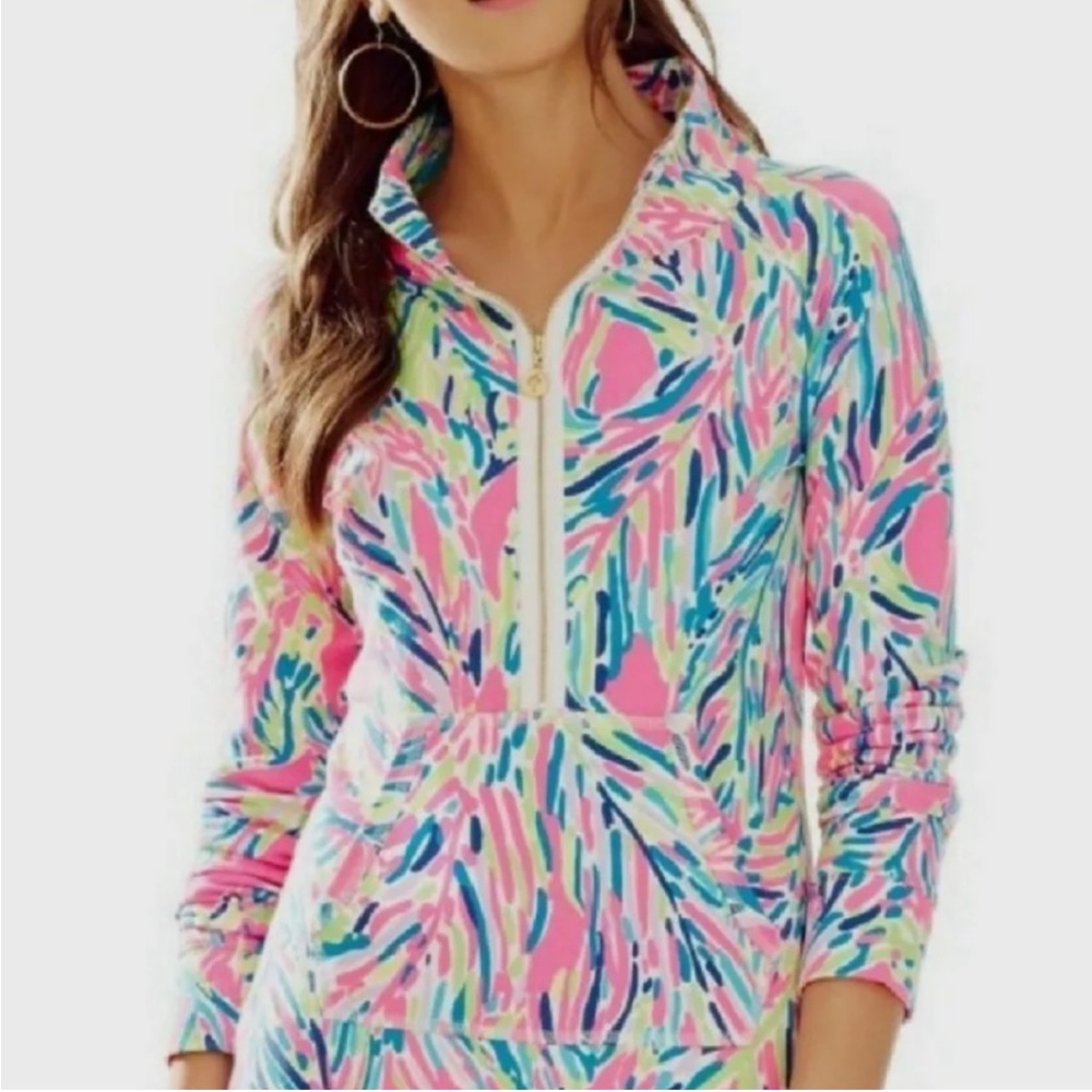 Lilly pulitzer palm reader 3/4 zip up popover size medium
